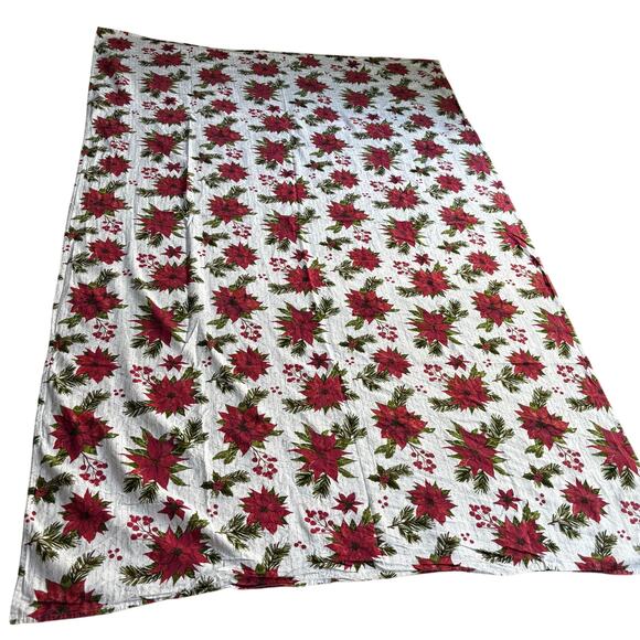 Twig & Twine festive Christmas tablecloth large rectangle red poinsettia cotton - Picture 1 of 9